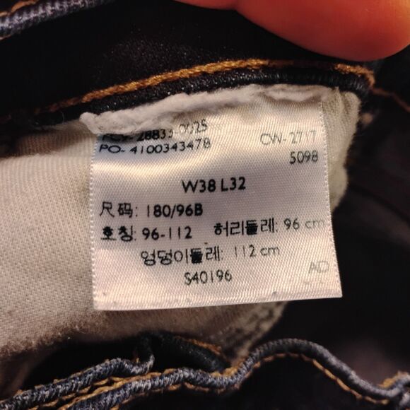 Levi's 512 jeans mens 38x32 blue denim skinny slim fit stretch Strauss dark wash - Picture 8 of 9